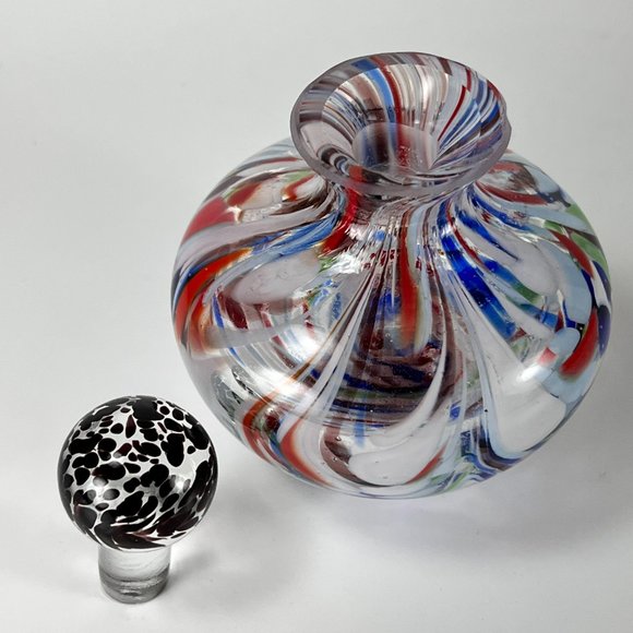 Perfume Vanity Bottle Multicolor Swirl End Of Day Glass Brown Clear Stopper - Picture 7 of 13